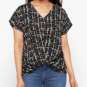 Beacon Allura knot detail blouse black and white size L